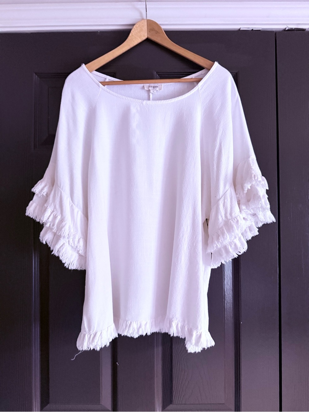 Umgee White Fringe-Sleeve Tunic Top